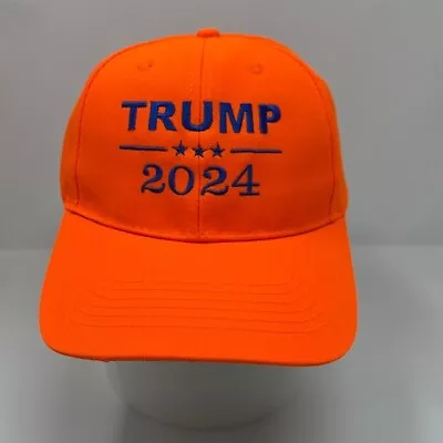 $18.99 • Buy TRUMP 2024 Blaze Orange  Hunting Fun Baseball Cap Hat Embroidered In Blue