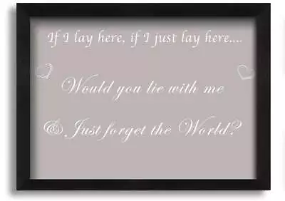 If I Lay Here If I Just Snow Patrol Beige Black Framed Print Wall Art • £17.99