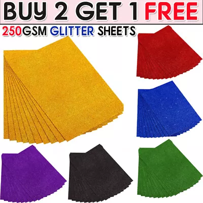 A4 Glitter Card Coloured Premium Quality Low Non Shed 250gsm Crafts Mixed • £1.95