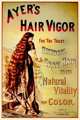 Ayers Hair Vigor & Colour Advert Retro Style Metal Wall Sign Plaque Hairdresser • £3.93