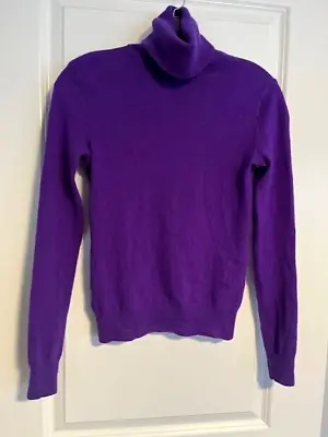 RALPH LAUREN Blue Label 100% Cashmere Purple Turtleneck Sweater.  (Extra) SMALL • $57.89