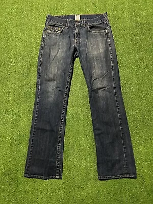 Vintage Men’s True Religion Blue Jeans Straight 33x31.5 Pocket Embroidery US • $30