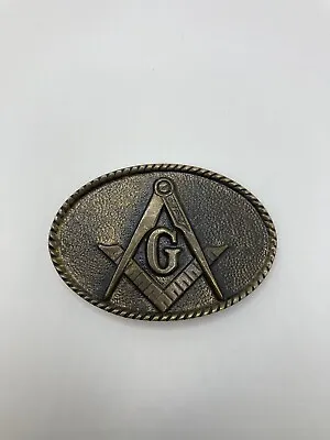 Vintage 1978 BTS Masonic Freemason BRASS BELT BUCKLE Masonry Made USA • $25