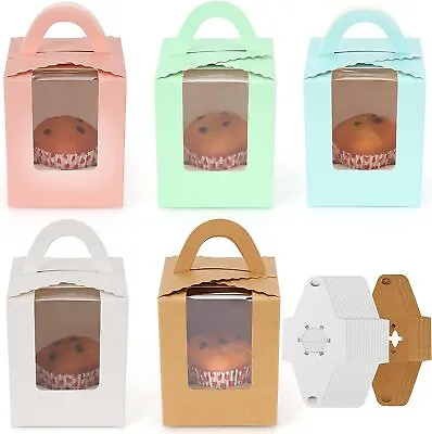 20PCS Single Cupcake Boxes Cake Boxes With Display Wedding Party Gift Boxes UK • £4.99