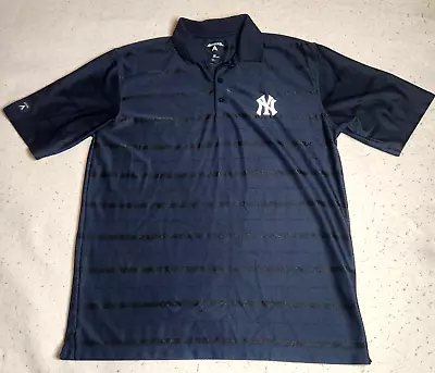 New York Yankees Mens Polo Sz M Blue Black Striped MLB Antigua Tag NWOT • $17.99