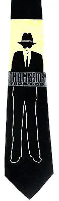 Blues Brothers Mens Neck Tie Movie  Mission God Jake Elwood Black Necktie • $16.90