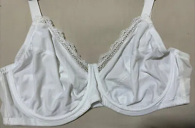 M&S UNDERWIRED NON PADDED MINIMISER  FULL CUP Bra With LACE In WHITE Size 42D • £11.99