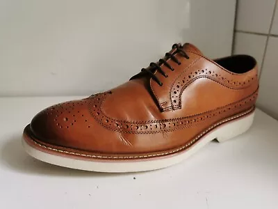 John White Designer Uk 12 Eu 46 Mens Tan Brown Leather Derby Brogue Formal Shoes • £22.99