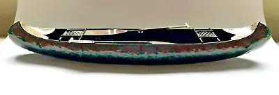 Long Vintage Hand Painted Metal Canoe With Oars 23 1/2  • $44.50