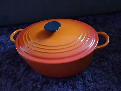 Le Creuset  Large Cast Iron  Casserole Dish And Lid - Orange Finish - Size E • £31.99