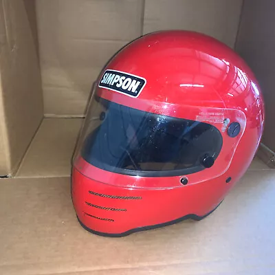 Simpson M41 M61 Red Helmet 6 7/8-7 1/4 Snell 80 80's Vintage Race Car Motorcycle • $124.99