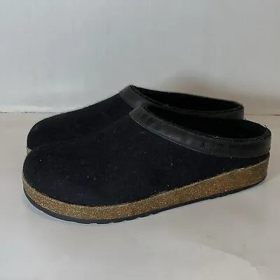 Haflinger Womens Black GRIZZLY Wool Clogs Slippers Mules Sz 38 /US 7 • $29.99