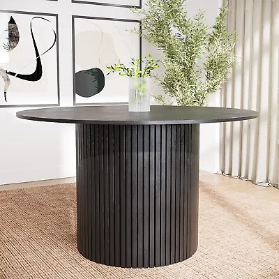 Round Black Oak Dining Table - 120cm - Seats 4 - Jarel JAR009 • £339.92