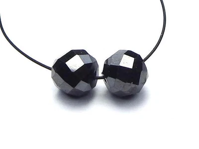 $9.95 • Buy 2 Pcs BLACK DIAMOND 6mm Faceted Round Beads NATURAL 4 Carats