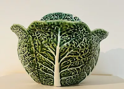 Vintage Large Cabbage Leaf Tureen Casserole Dish ~Majolica~ Portugal ~ Saywells • £87.48