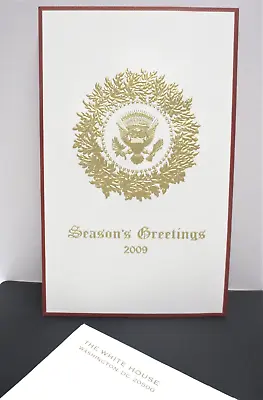 $145 • Buy Barack Obama White House Holiday Christmas Card POTUS Embossed W/ Envelope 2009