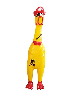 Rubber Pirate Chicken Toy - Squawking Fun Screaming 12.5 Inch Tall - Red Hat • $7.90