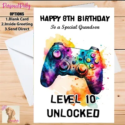 Personalised Boys Gaming Birthday Card Gamer Teenage Grandson Son Nephew Control • £2.82