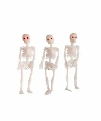 Pack Of 3 Halloween Rubber Skeleton Decoration Party Prop 13cm Tall Skeletons • £3.99