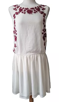 ZARA Basic Womens Chiffon Dress Size XS S IVORY TUNIC Short Flapper 1920's £40 • £12.99