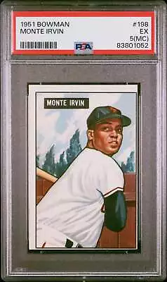 1951 Bowman #198 Monte Irvin New York Giants PSA 5 EX (MC)!! • $153.89