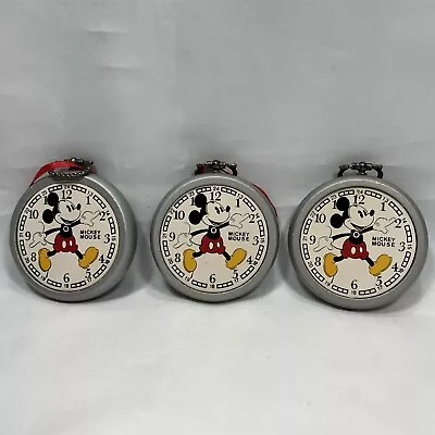 3x Vtg 3  Disney Christmas Tree Ornament Mickey Mouse Ingersoll Pocket Watch • $15.99