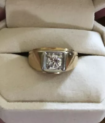  Vintage Man's Solitaire Diamond  Ring Size 9 . Part Of An Estate .  • $1485