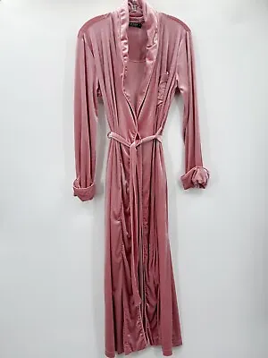 Lauren Ralph Lauren Velvet Long Robe With Crest Size S Rose Pink Pockets Sash • $54.99