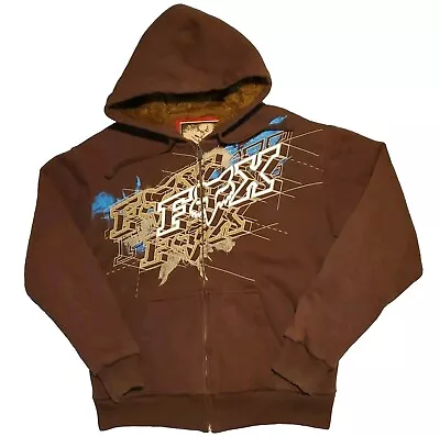 Size LARGE Mens Fox Racing Sasquatch Hoodie Full-Zip Brown Faux Fur Lined Y2K • $120