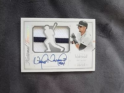 VICTOR MARTINEZ 2015 NATIONAL TREASURES Panini #46  AUTOGRAPH  AUTO 5/15 On Card • $35