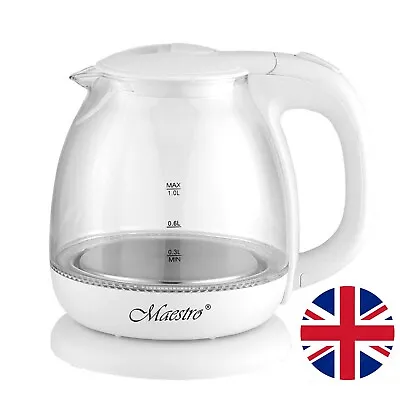 1L Electric Kettle Heat Resistant Glass Illuminated Overheat Protection 1100W UK • £23.83