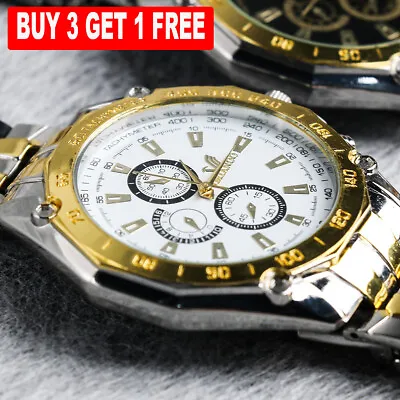 £4.90 • Buy Mens Watches Quartz Analog Sport Stainless Steel Waterproof Luminous Wrist Watch