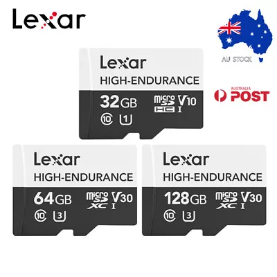 Lexar High Endurance 100MBs Memory MicroSD TF Card 32GB 64GB 128GB SDHC SDXC C10 • $33.95