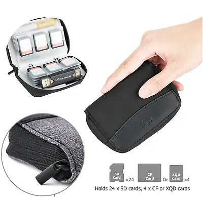 Camera Carrying Memory Card Case Holder Protector For 24 SD And 4 XQD CF Cards • £10.79