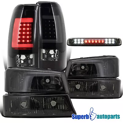 Fits 2003-2006 Silverado Smoke Head Bumper Lights+Tail Lights+LED 3rd Brake Lamp • $213.69