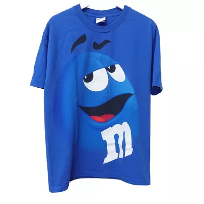 Vintage 90s Blue MM Candy T Shirt Shirt Size Large Blue M&Ms All OVER Print USA • $23.99