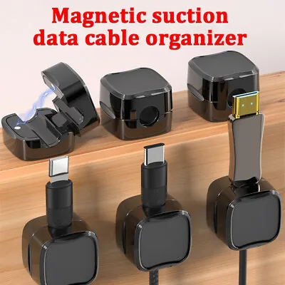 6x Magnetic Winder Clip Cord Organizer Lead Management Charger Cable Holder • $8.59