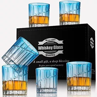 Set Of 6 Old Fashioned Whiskey Glasses Crystal Rocks 10 Oz Drinking Cups Scotch • $17.99