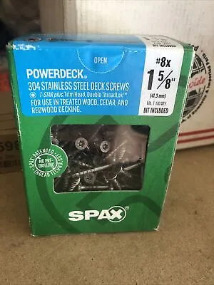 $29 • Buy SPAX 304 Stainless Deck Screws #8 1 5/8” W/Star Bit - Qty 170 - 1 Lb