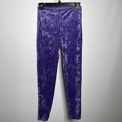 Vintage 80s One Step Up Purple Velvet Stretch Leggings Size S • $26.60