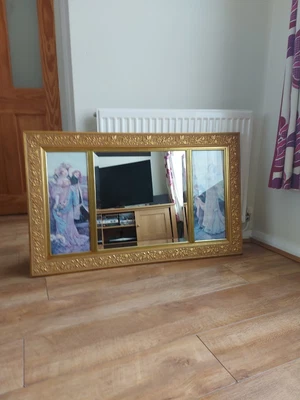 £59.99 • Buy Large Vintage Over Mantle Piece Mirror Gold With Victorian Women Pictures