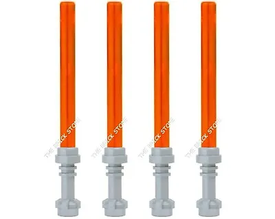 4 X Official Lego - Star Wars Lightsabers - Lbg Hilt / Trans Orange - Fast - New • £2.95