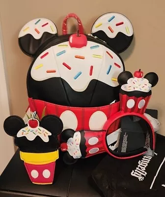 Loungefly Mickey Mouse Sprinkle Cupcake Cosplay Mini Backpack & Coin Purse NWT! • $159.99