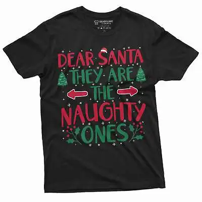 Mens Funny Christmas Santa List T-shirt They Are Naughty Ones Funny Humorous Tee • $18.66