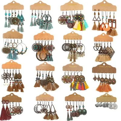 £4.07 • Buy Boho Gypsy Earrings Tribal Ethnic Festival Tassel Ear Hook Drop Dangle Jewelry