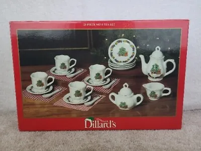 Dillard's Trimmings 25 Pc CHRISTMAS TREE Porcelain MINI MINIATURE TEA SET EUC • $19.74