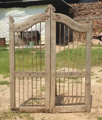 Vintage Gate Wooden Dog Gate Iron Grill Antique Fatak Small Gate Home Decor • $1100