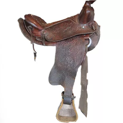 Vintage 15” Big Horn Round Skirt Western Saddle Please Read Description See Pics • $109.99