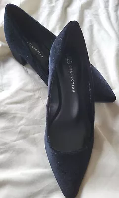 Marks And Spencer Black Velvet Faux Leather Size 5.5 Shoe • £12.49