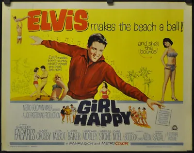 Girl Happy 1965 Original 22x28  Movie Poster Elvis Presley Shelly Fabares • $300